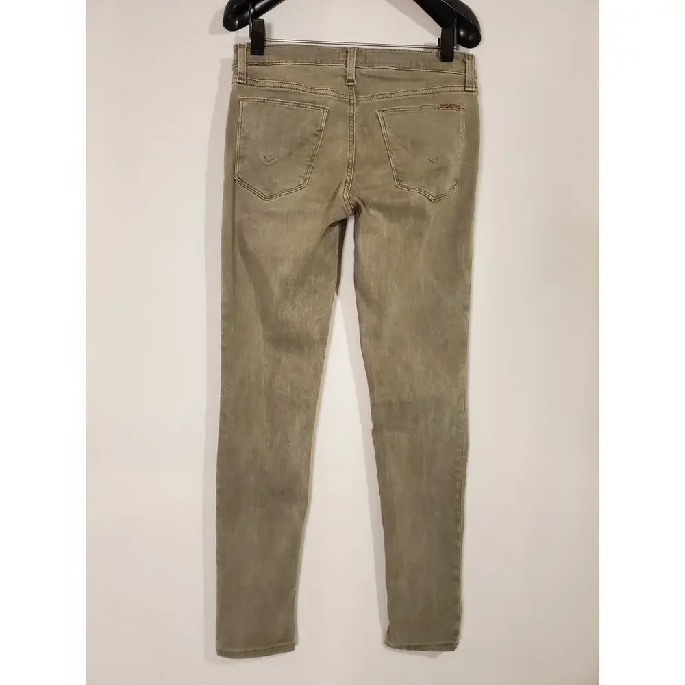 Hudson Krista Super Skinny Olive Army Green Womens Size 27 Antique Wash Mid Rise